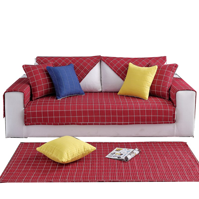 Red Plaid Sectional Sofa Baci Living Room