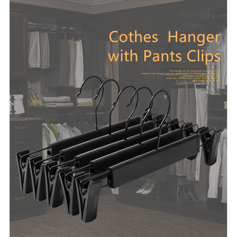 10 PCS Stainless Steel Pants Skirt Hangers Trouser Stand Holder W/ 2