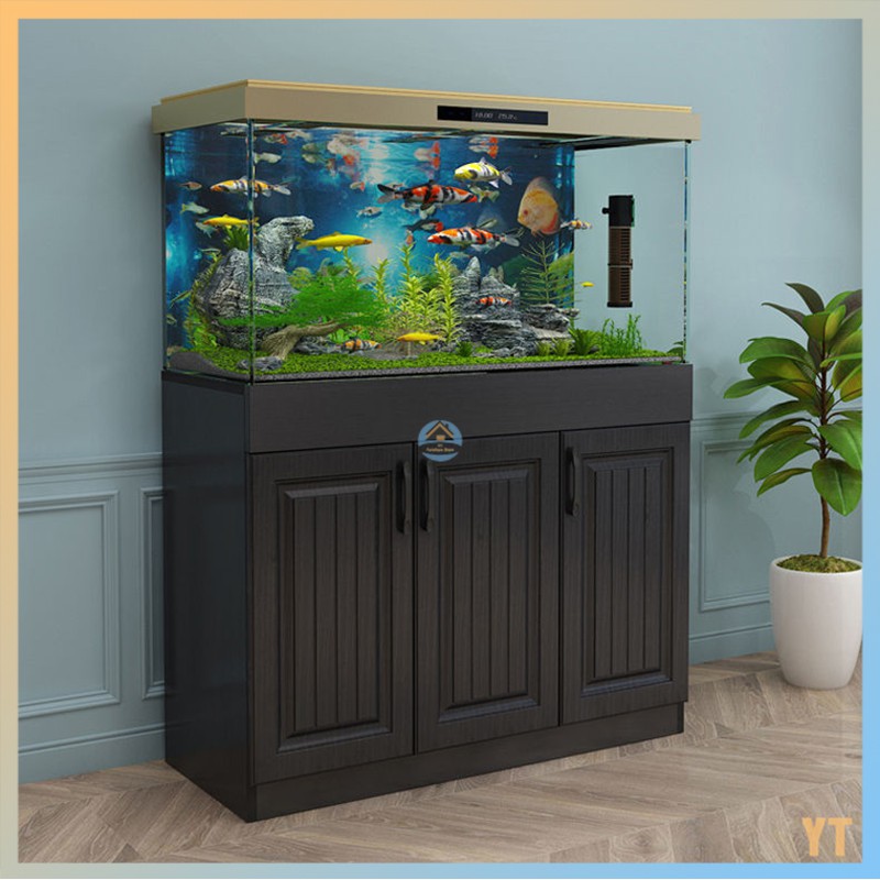 EuropeanStyle Partition Fish Tank Solid Wood Living Room