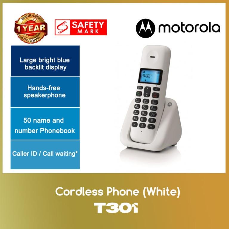 Motorola T301 Cordless Phone (White) WITH 1 YEAR WARRANTY Shopee