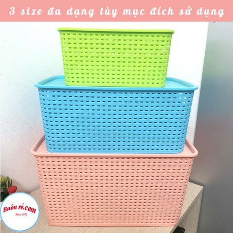 Multipurpose storage basket with lid. VietnameseJapanese plastic