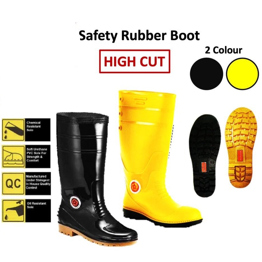SSJB KORAKOH Safety PVC Rubber Boot High Cut Yellow/Black (3843Sizes