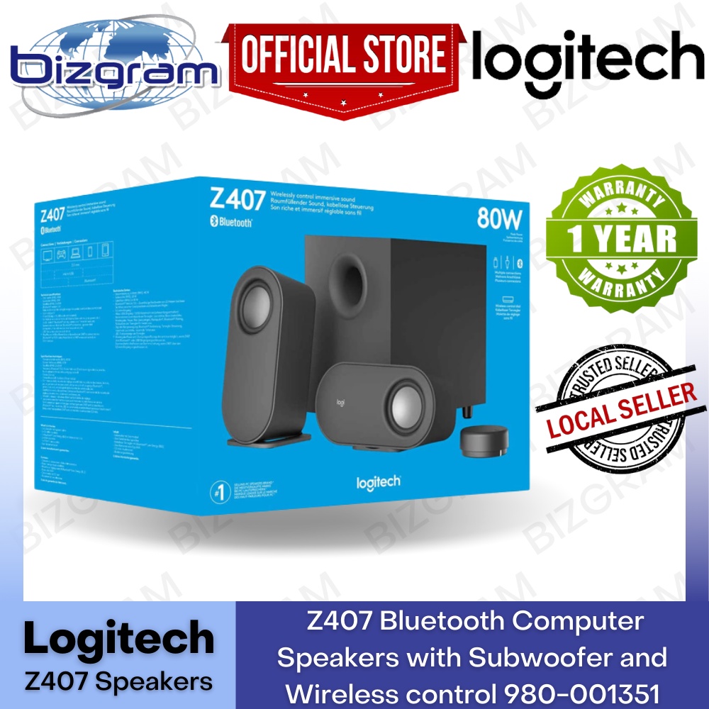 Logitech Z407 Bluetooth Computer Speakers with Subwoofer and Wireless