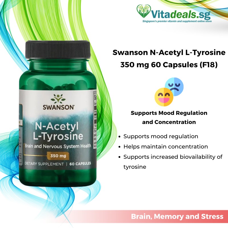 Swanson NAcetyl LTyrosine 350 mg (F18), 60 Capsules, Health