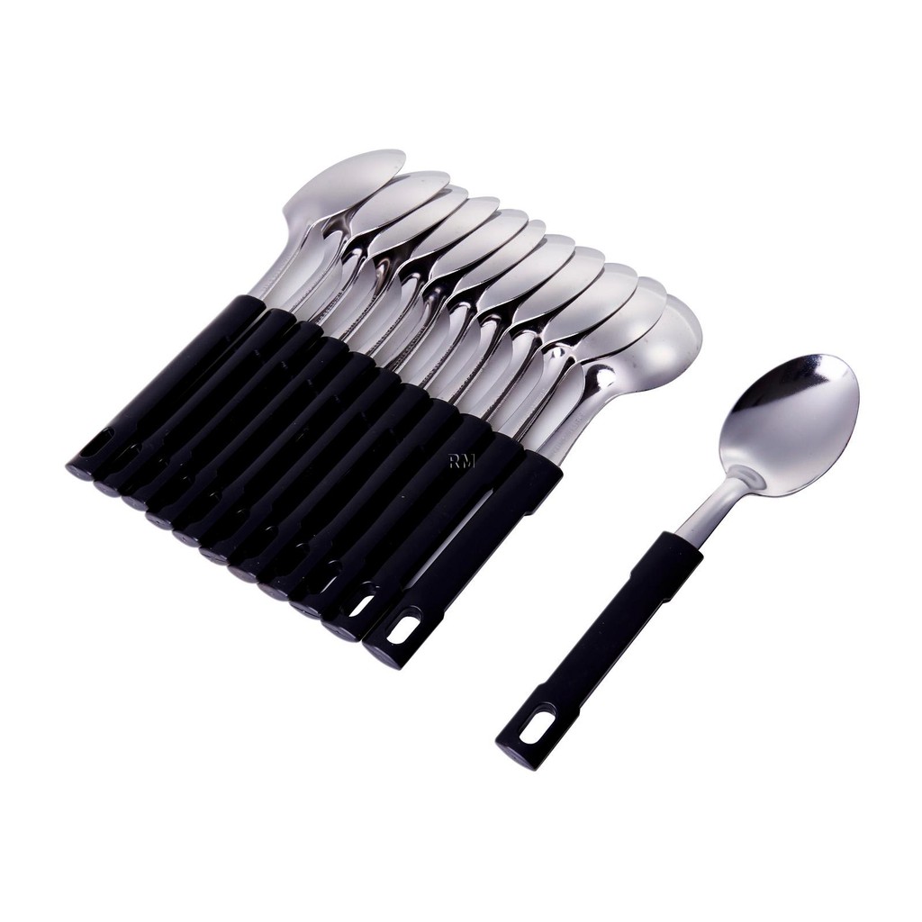 Poolee Stainless Steel Dessert Spoon Black 12Pcs Set Shopee Singapore