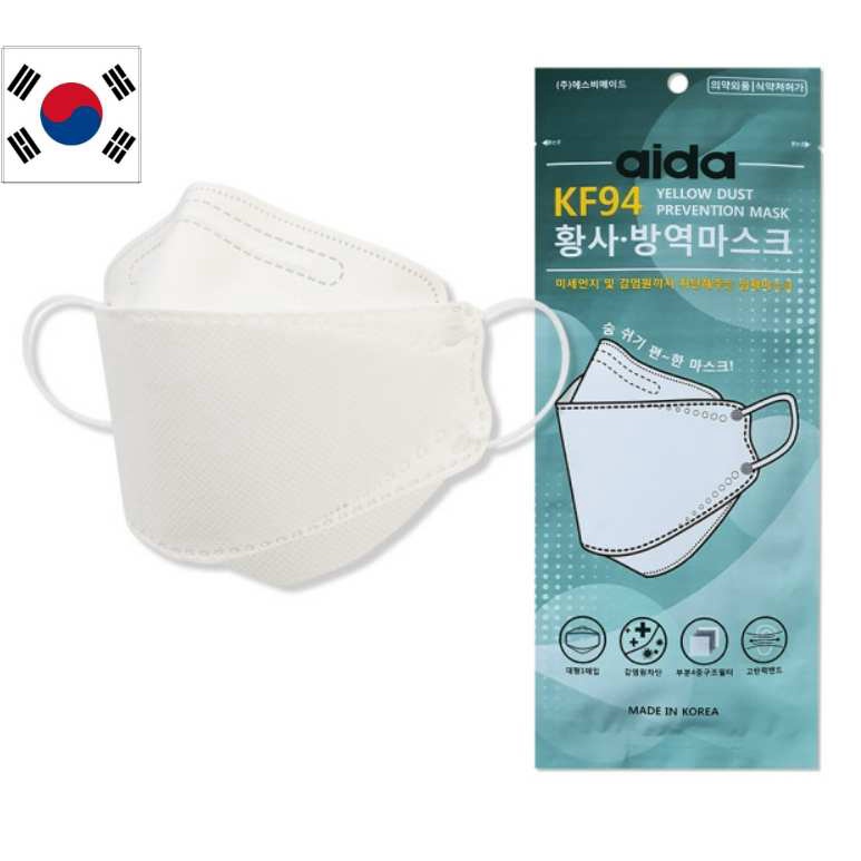[Aida KF94 Mask] Made in Korea 4Ply 3D Mask for Adults White