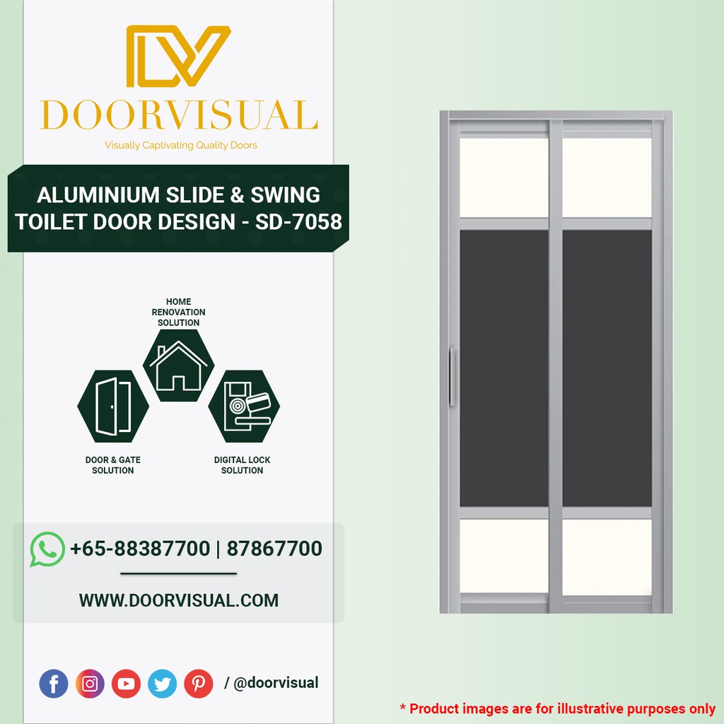Aluminium Slide And Swing Toilet Door Design SD7058 Singapore Best