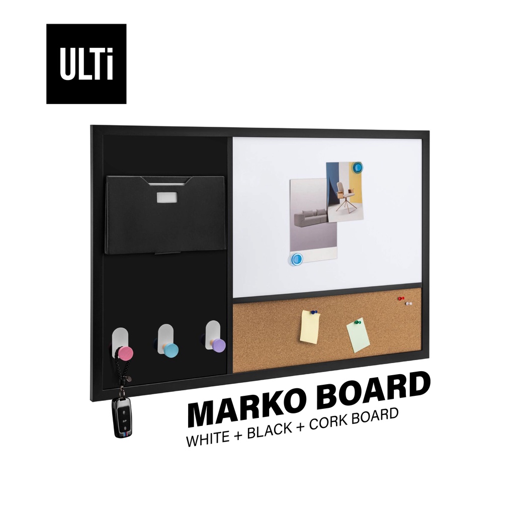 ULTi Marko Board Whiteboard, Blackboard & Bulletin Cork Board Wall