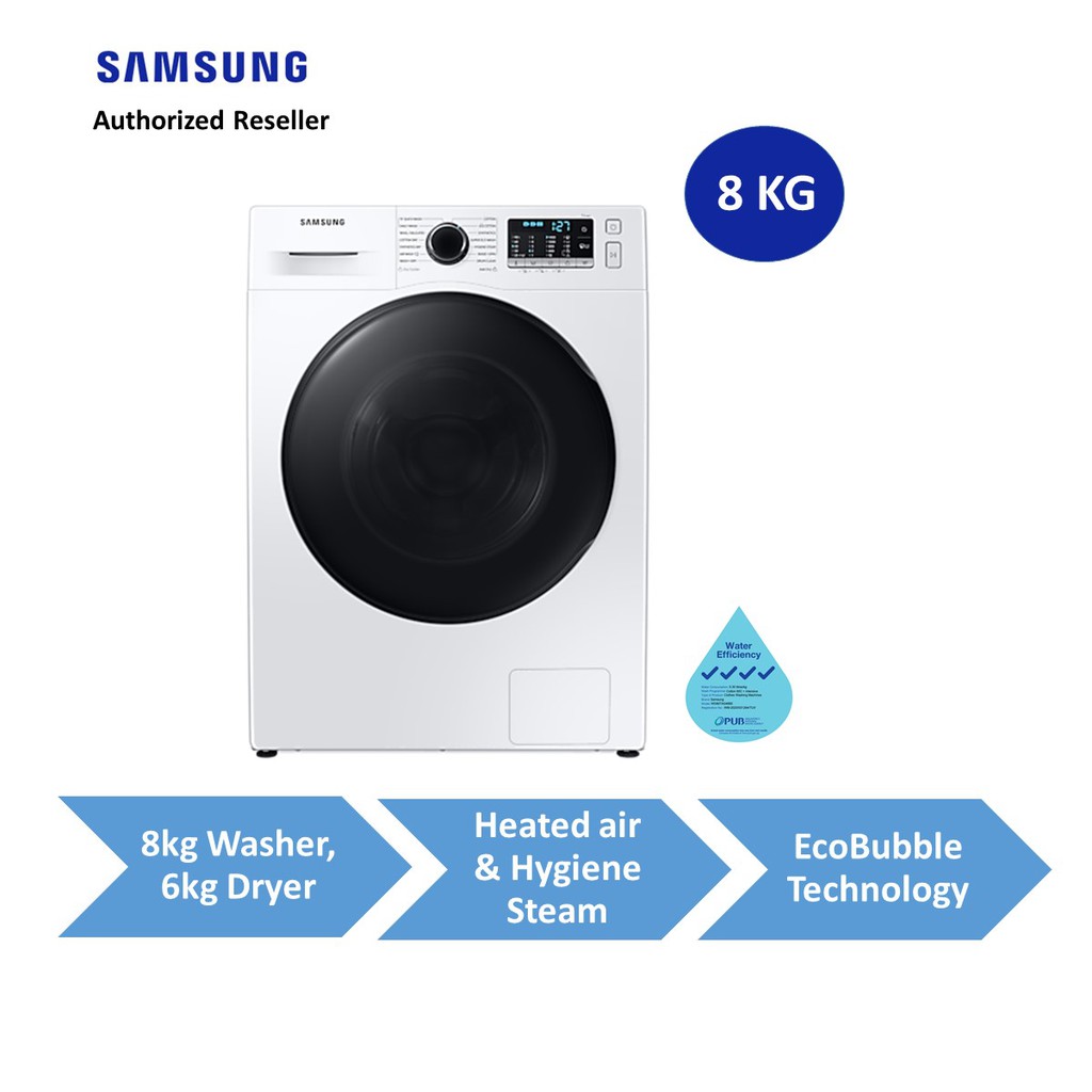 Samsung WD80TA046BE/SP Combo 8kg Washer + 6kg Dryer EcoBubble Technology Child Lock with 2