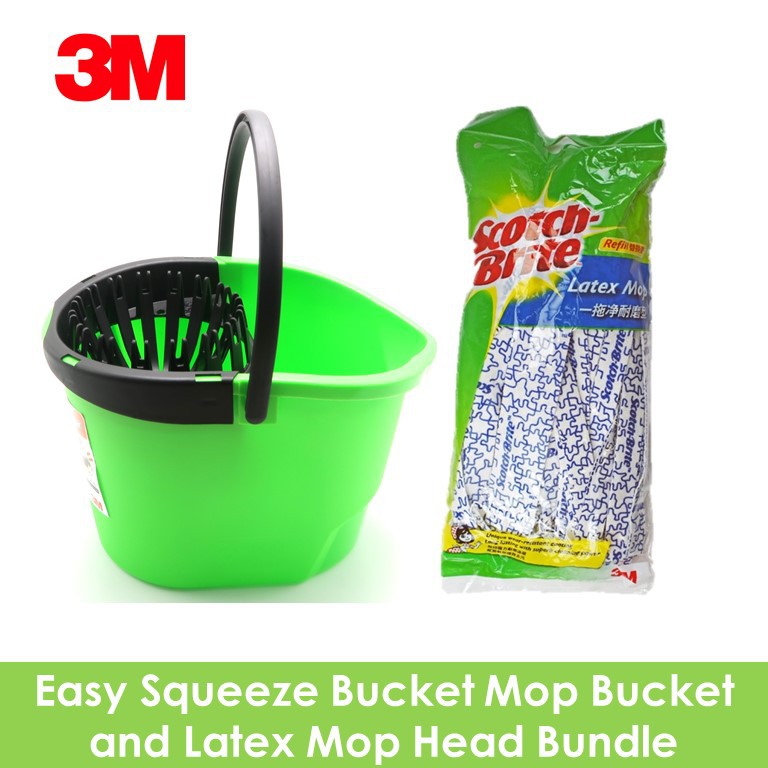 3M Scotch Brite Easy Squeeze Bucket Mop Bucket with Latex Mop Refill Bundle Set Shopee Singapore