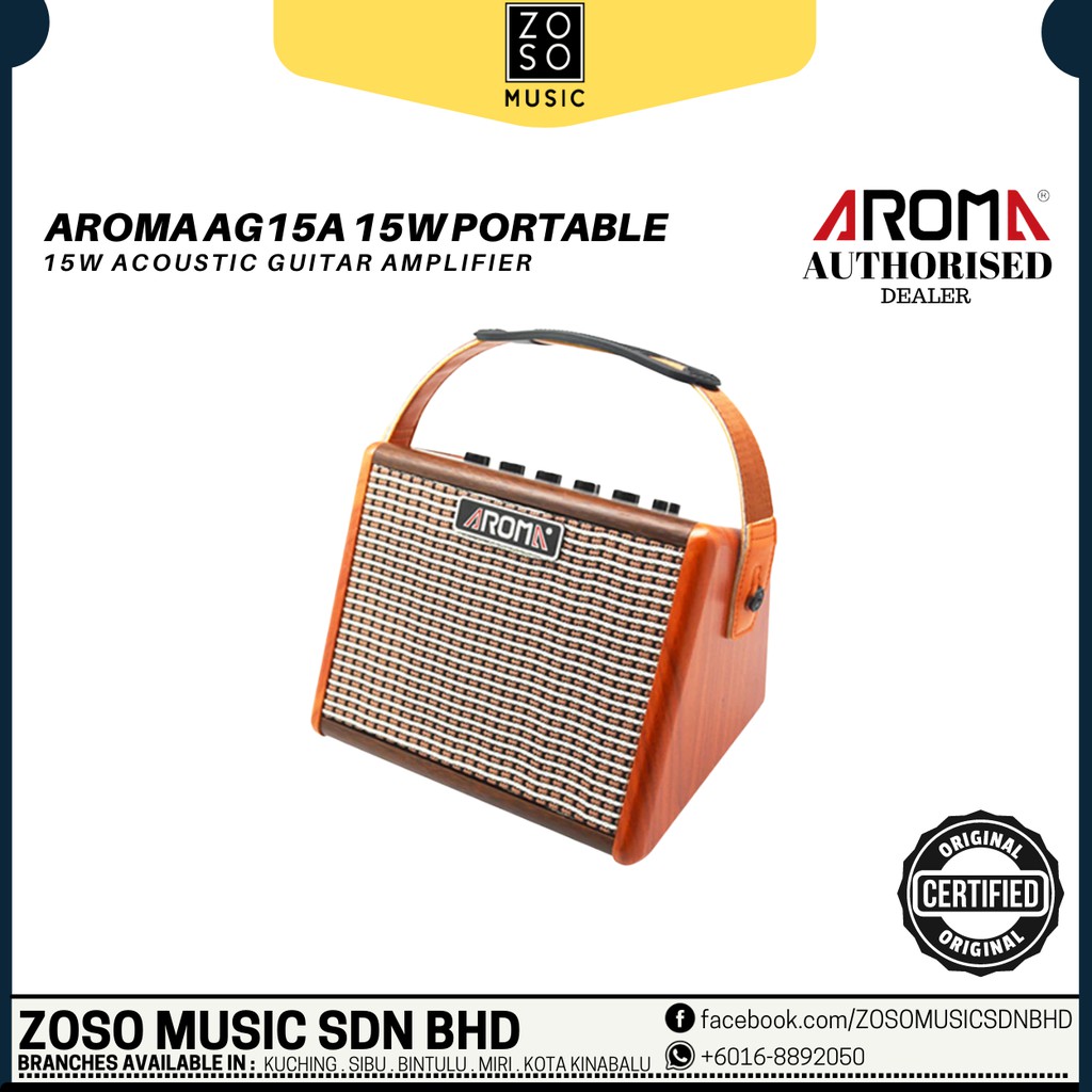 AROMA AG15A 15W PORTABLE ACOUSTIC GUITAR AMP W/RECHARGEABLE BATTERY