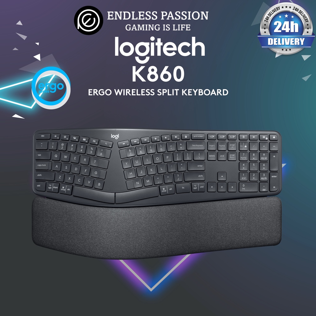 Logitech Ergo K860 Wireless Ergonomic Keyboard with Wrist Rest Split