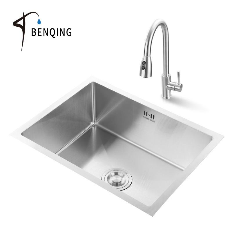 BENQING Handmade Stainless Steel Sink Single Bowl Kitchen Sink