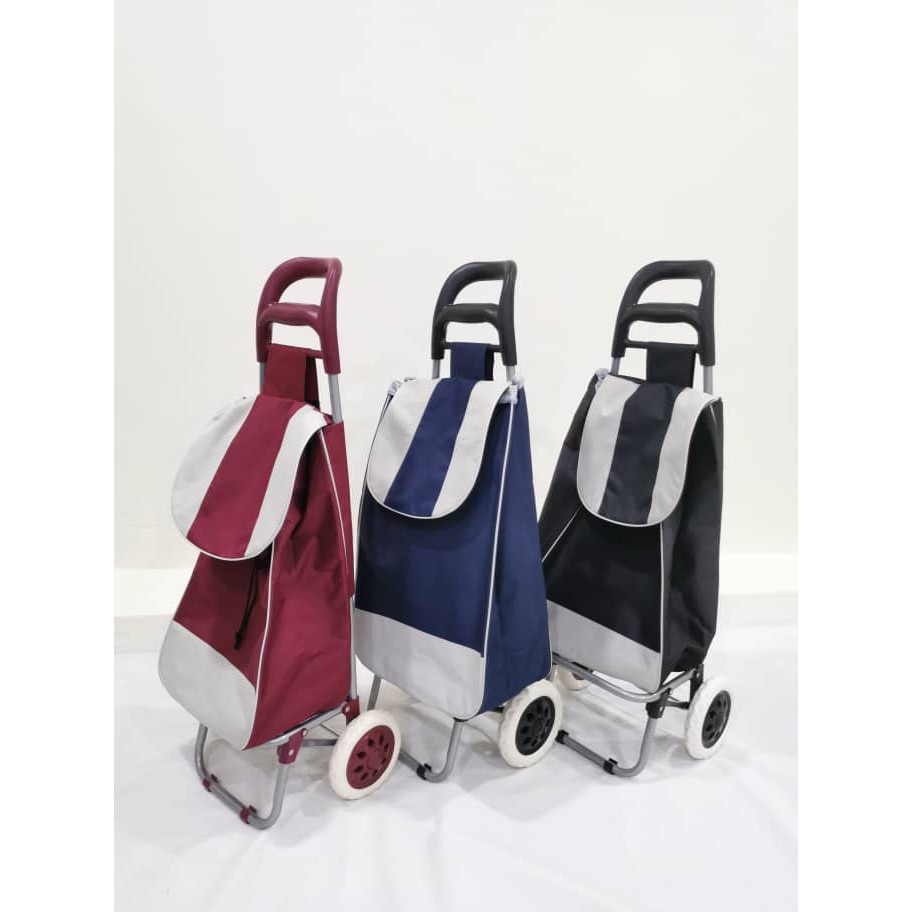 [Ready Stock] High Quality Canvas Bag Shopping Market Hand Trolley with