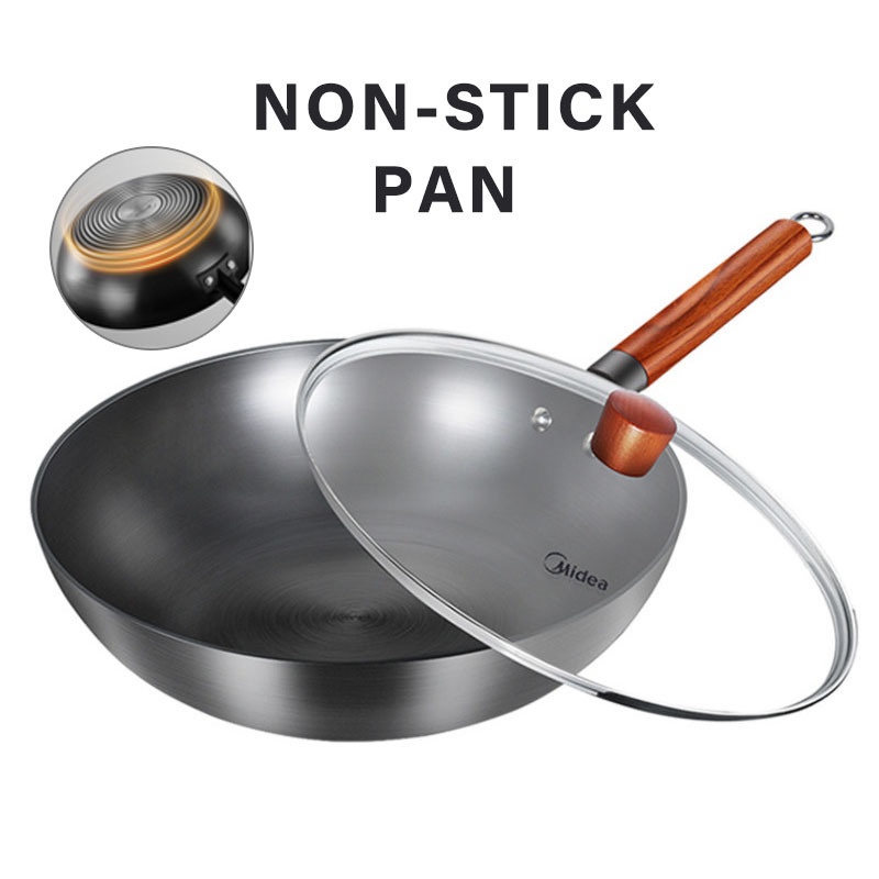 Iron Wok Stainless Steel Pan Oldfashioned Frying Pan Uncoated Non