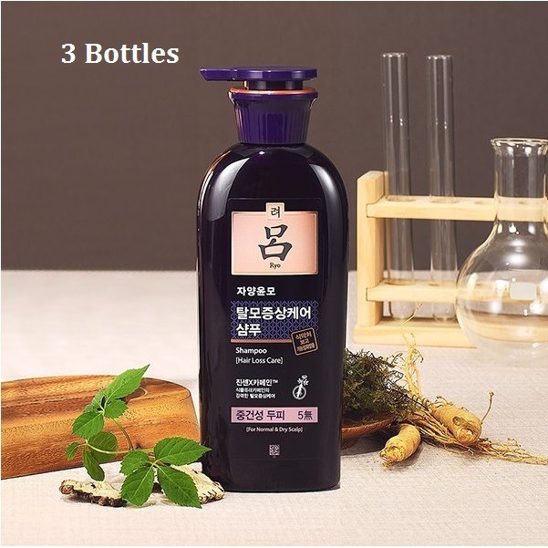 Ryo Korea Ginseng AntiHair Loss for Normal & Dry Scalp Shampoo 400ml(3 Bottle); Prevent Hair