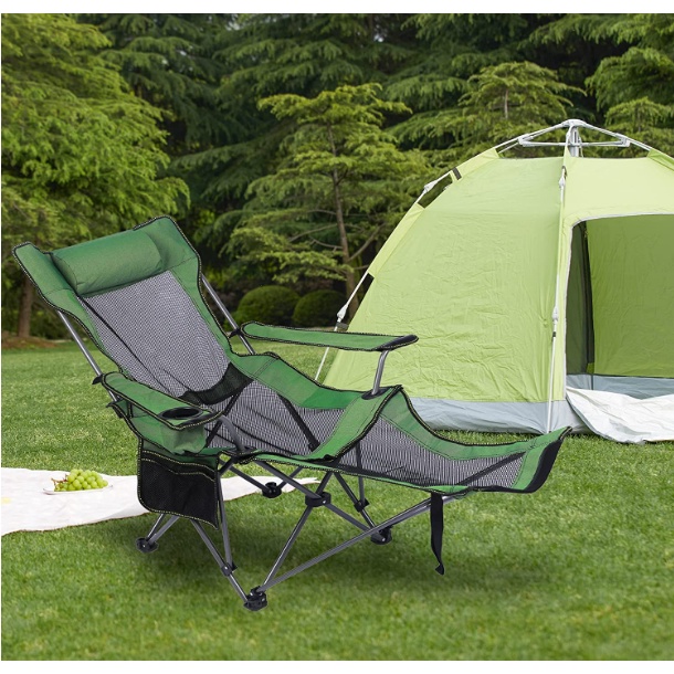 Camping Lounge Chair, Oversized Folding Reclining Camping Chair