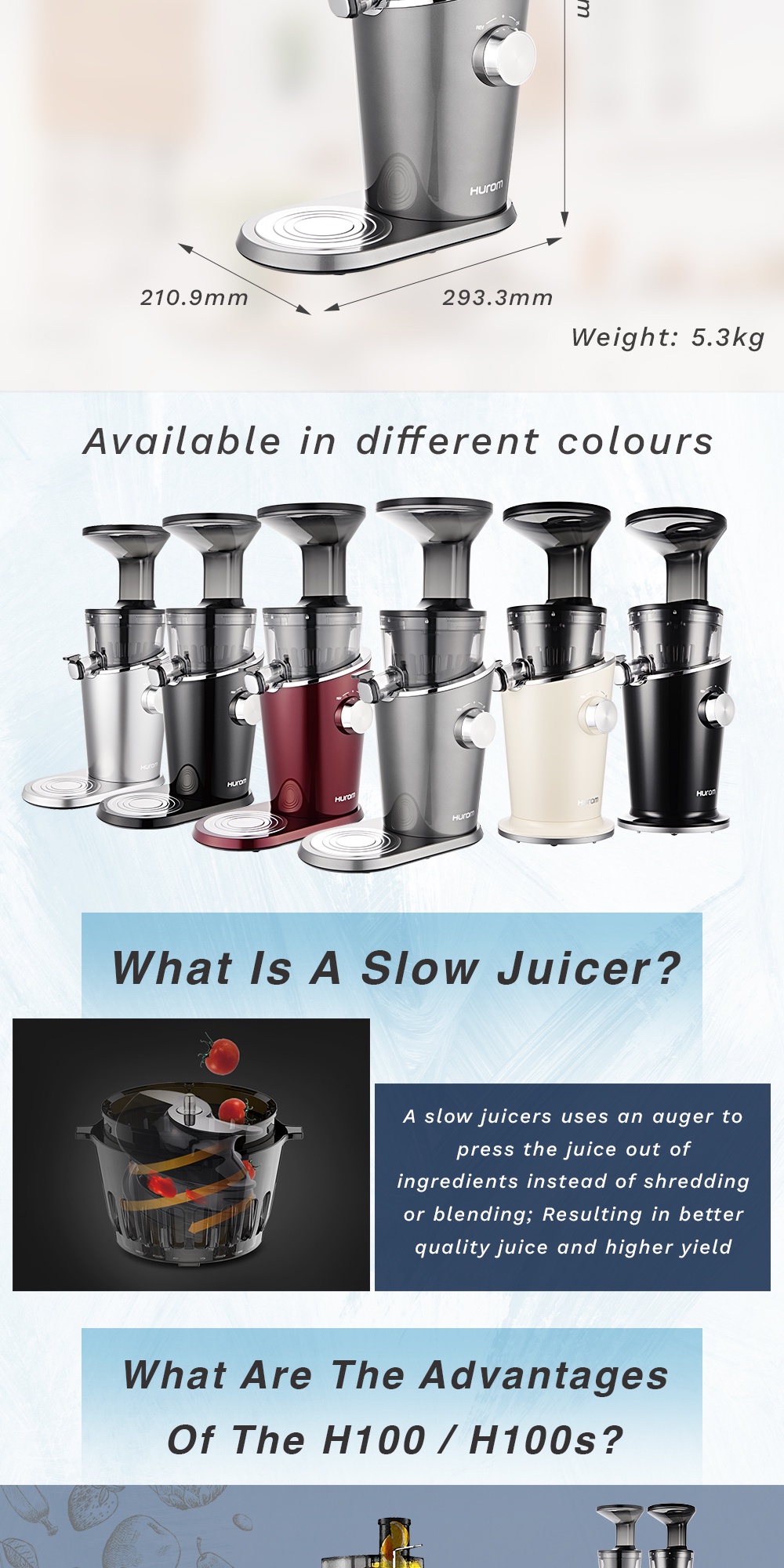 HUROM H100 / H100s Slow Juicer Shopee Singapore