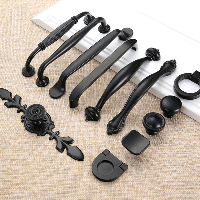 Furniture door handles and knobs Drawer pull Simple black
