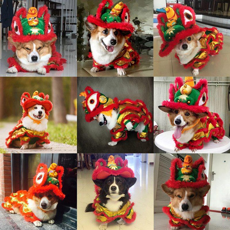 Pet Clothes Chinese New Year Lion Dance Costume Dog Clothes Adorable Puppy Clothes Shopee