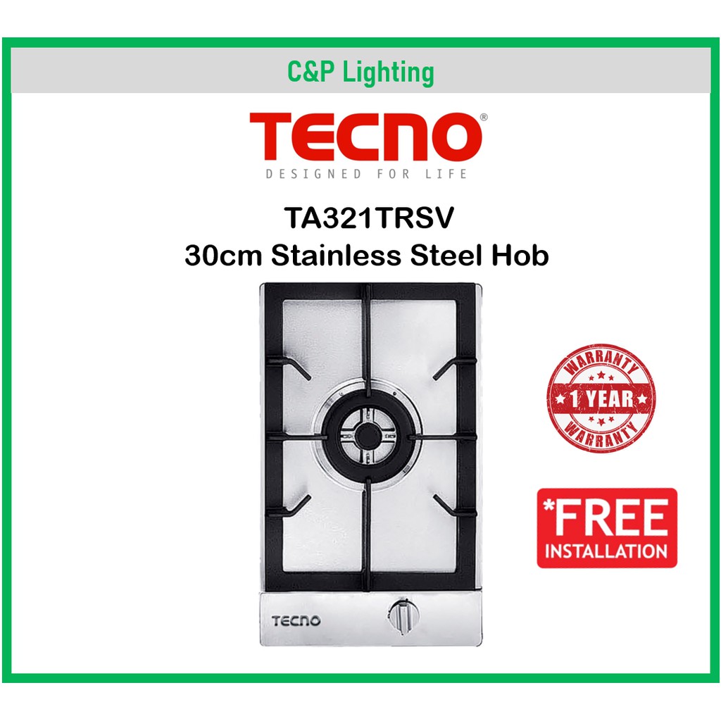 Tecno TA321TRSV Single Burner 30cm Stainless Steel Domino Cooker Hob