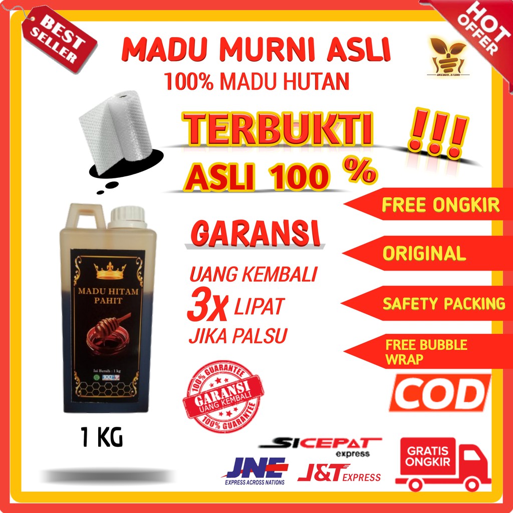 Original Bitter Black Honey 1 Kg Natural Pure Forest Honey Original