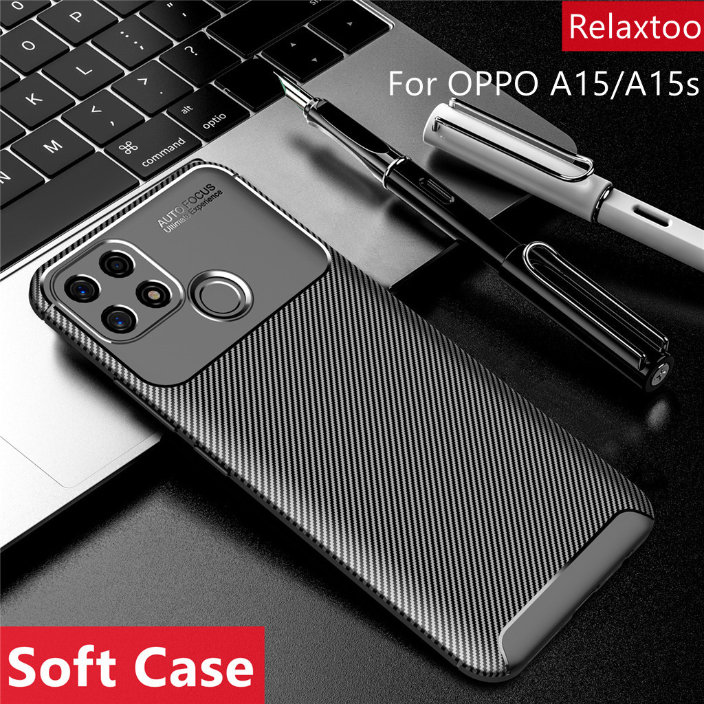 Carbon Fiber texture Case For OPPO A15 s Case Back Cover OPPO A15S