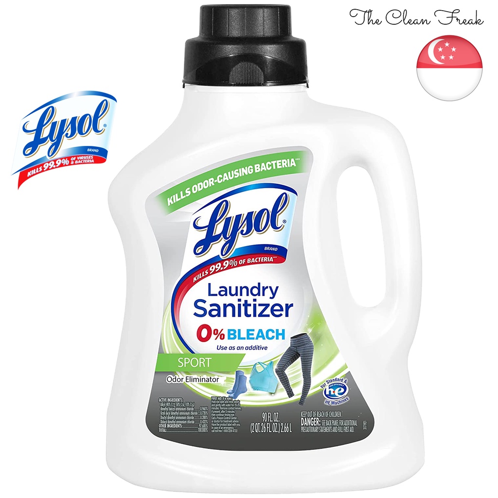 🇸🇬 Lysol Laundry Sanitizer with 0 Bleach, Sport Odor Eliminator, 90 Fl