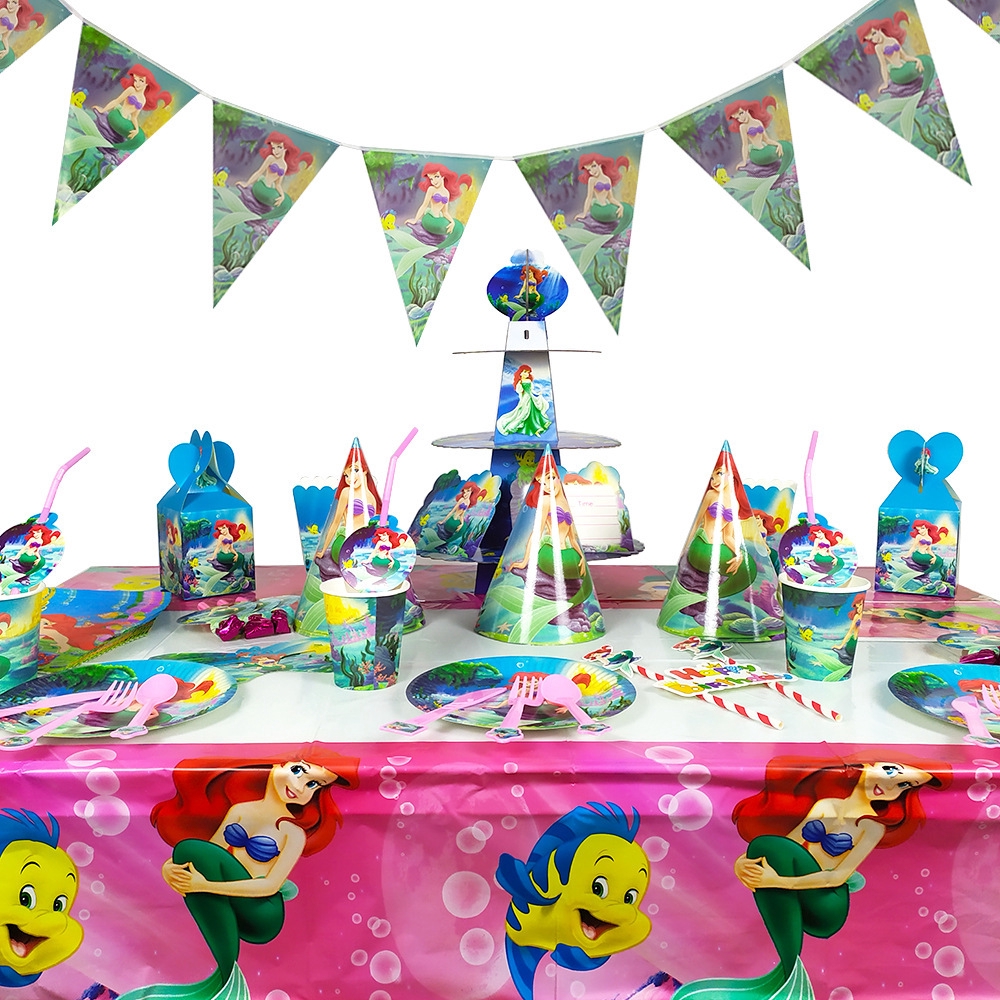 Children's Cartoon Mermaid Theme Cartoon Party Set
