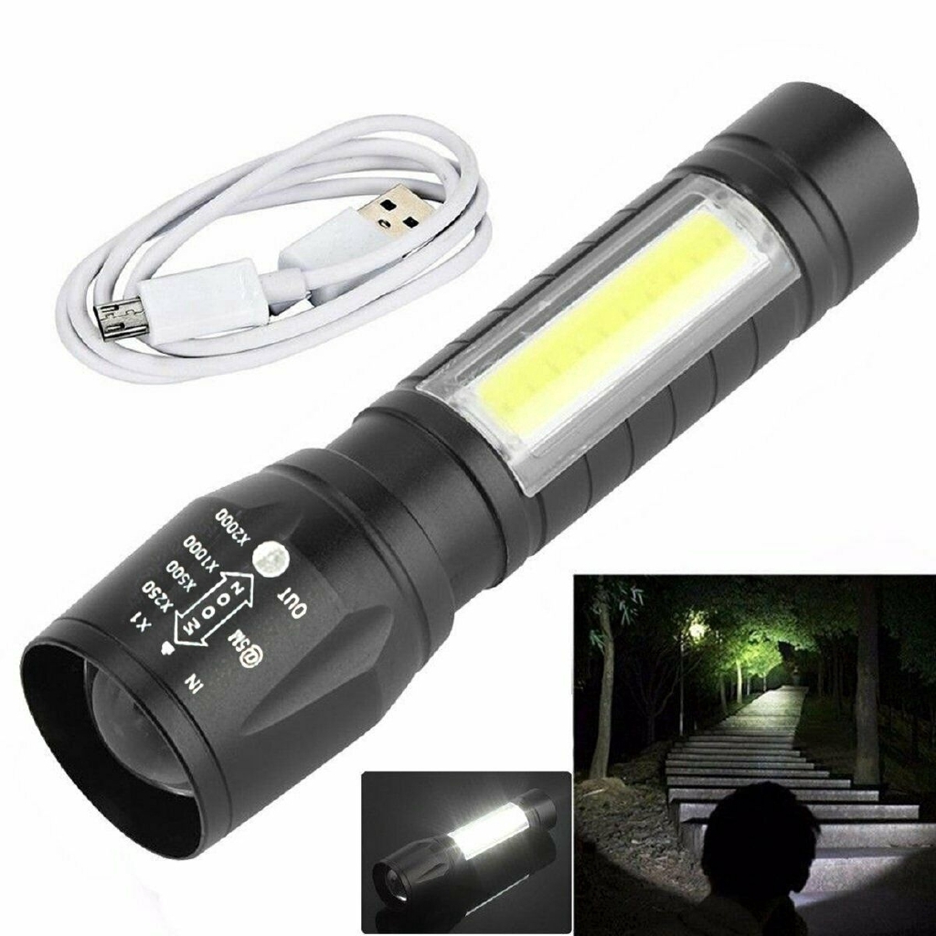 Portable T6 LED Flashlight / USB Rechargeable Zoomable Flashlight