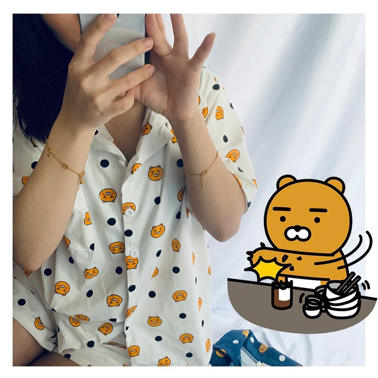 2019 new Korean fashion Cute Cotton KAKAO FRIENDS RYAN Pajamas Sets
