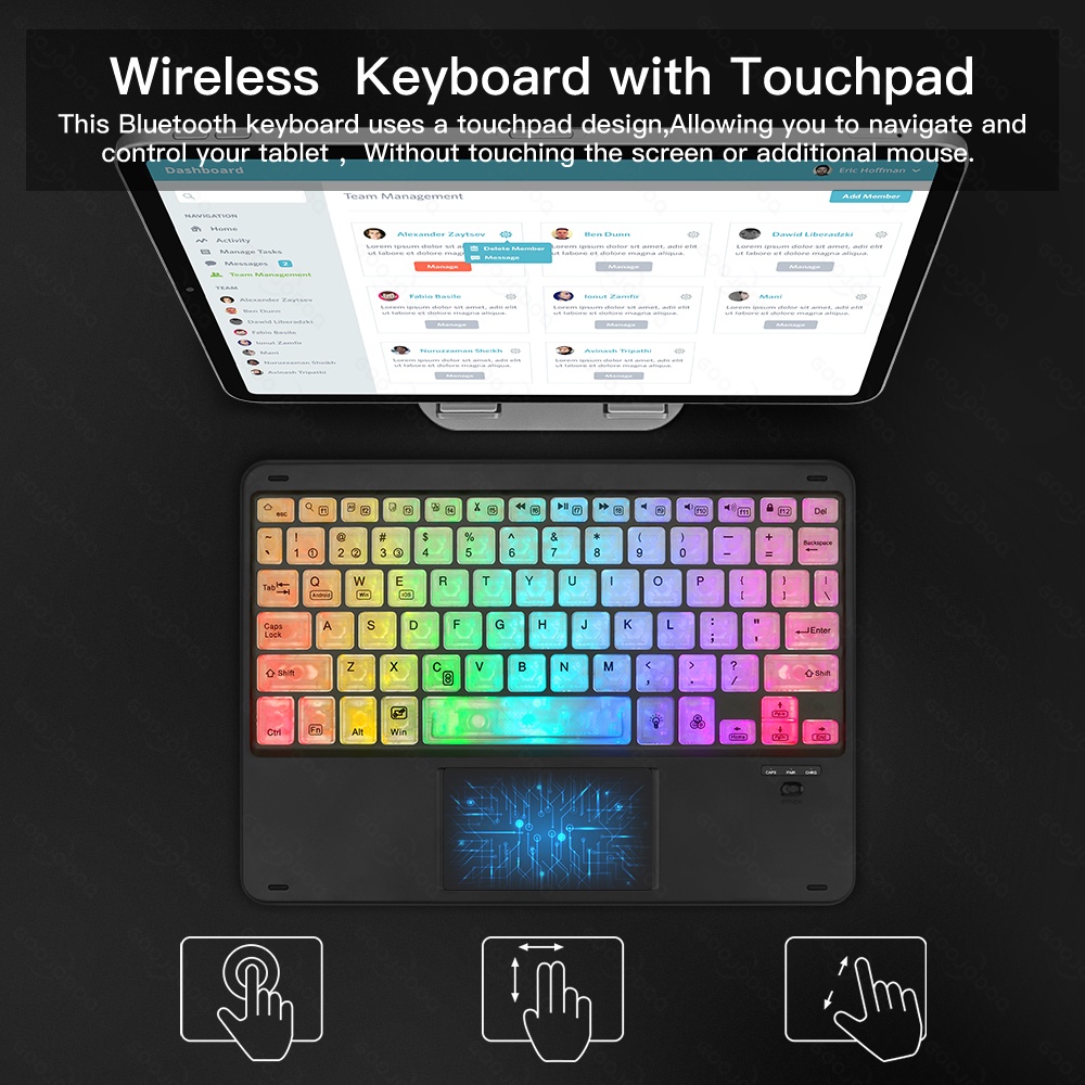GOOJODOQ RGB Wireless Keyboard Rainbow Backlit Wireless Keyboard with