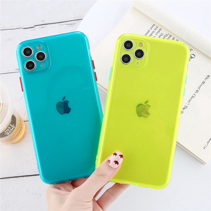 Cute Neon Fluorescent Solid Color Phone Case For iPhone 7 8 Plus 11 Pro