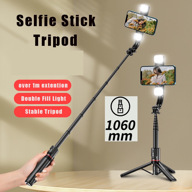 Selfie Stick 360° Rotation Double Fill Light Selfie Stick Bluetooth Selfie Ring Tripod Light