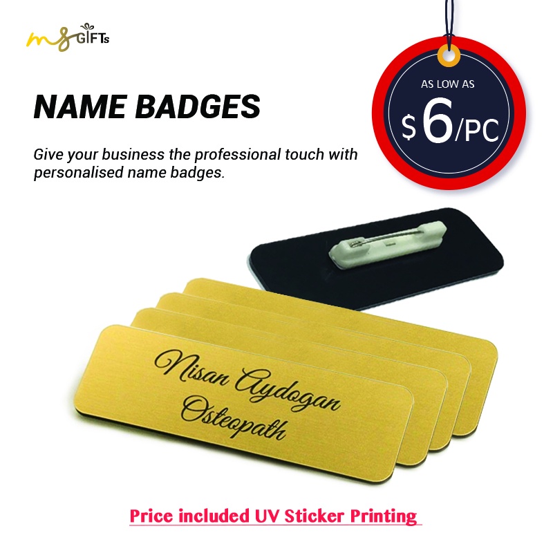 [SG SELLER] Personalised Gravoply (PVC) Gold Name tag +Free