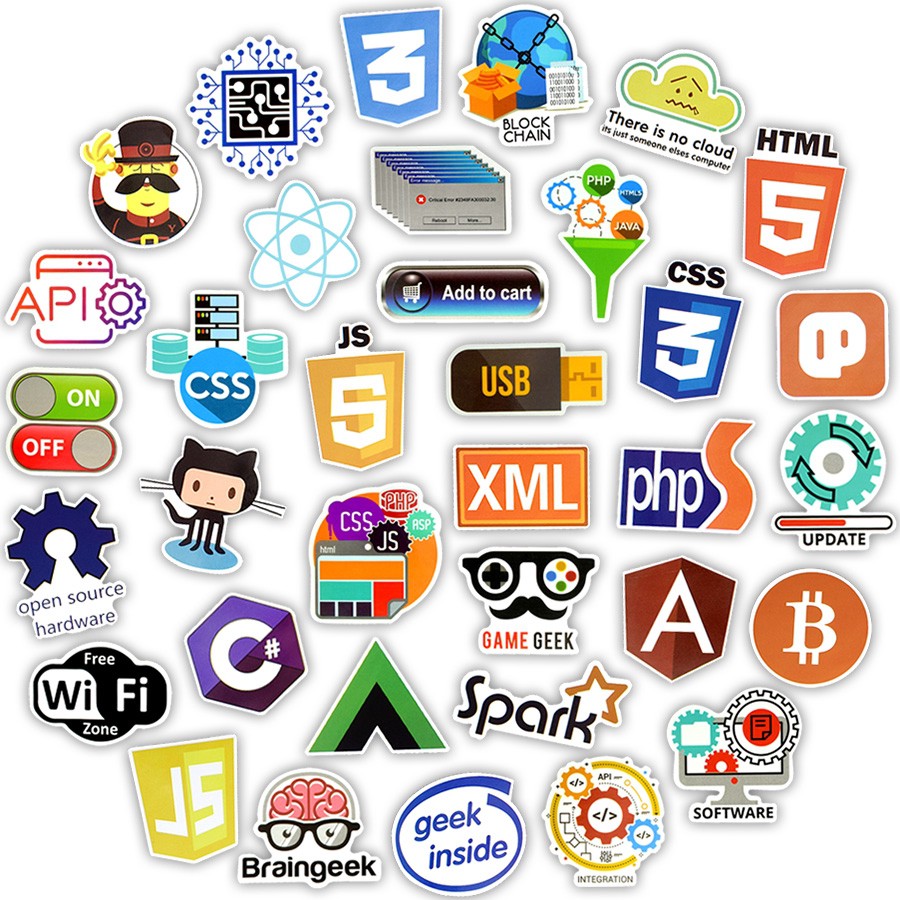 100 PCS Programming Language Stickers Sticker For DIY Laptop