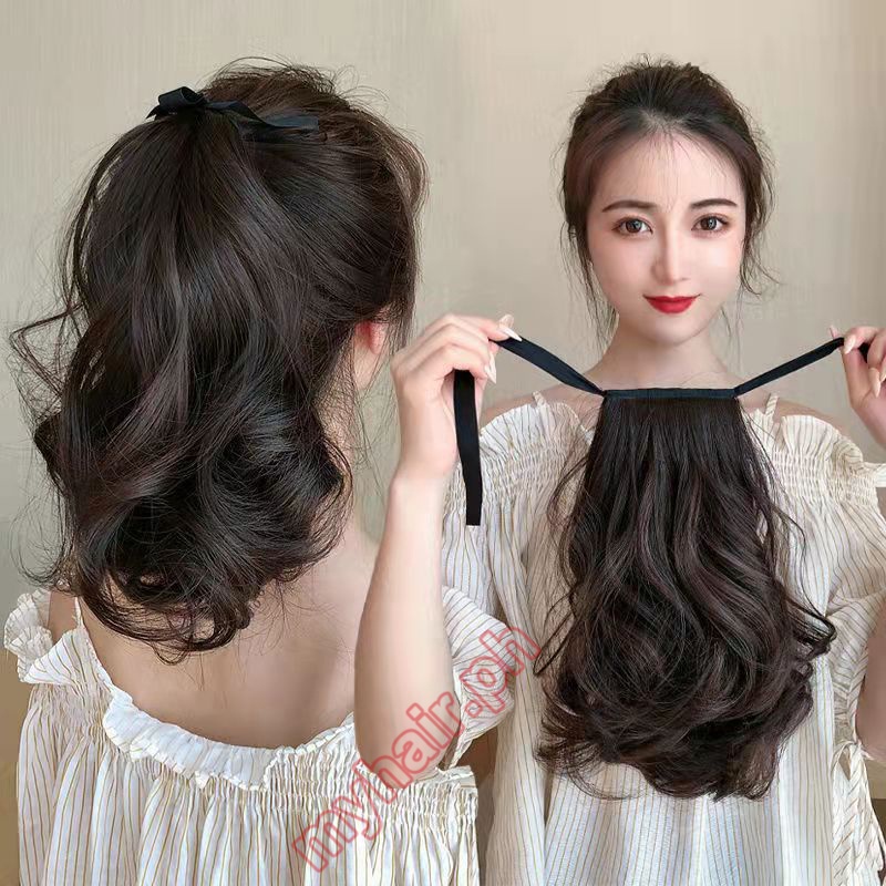 Korean Curls Ponytail Hairpiece Ribbon Wavy Hair Hair Extensions Women