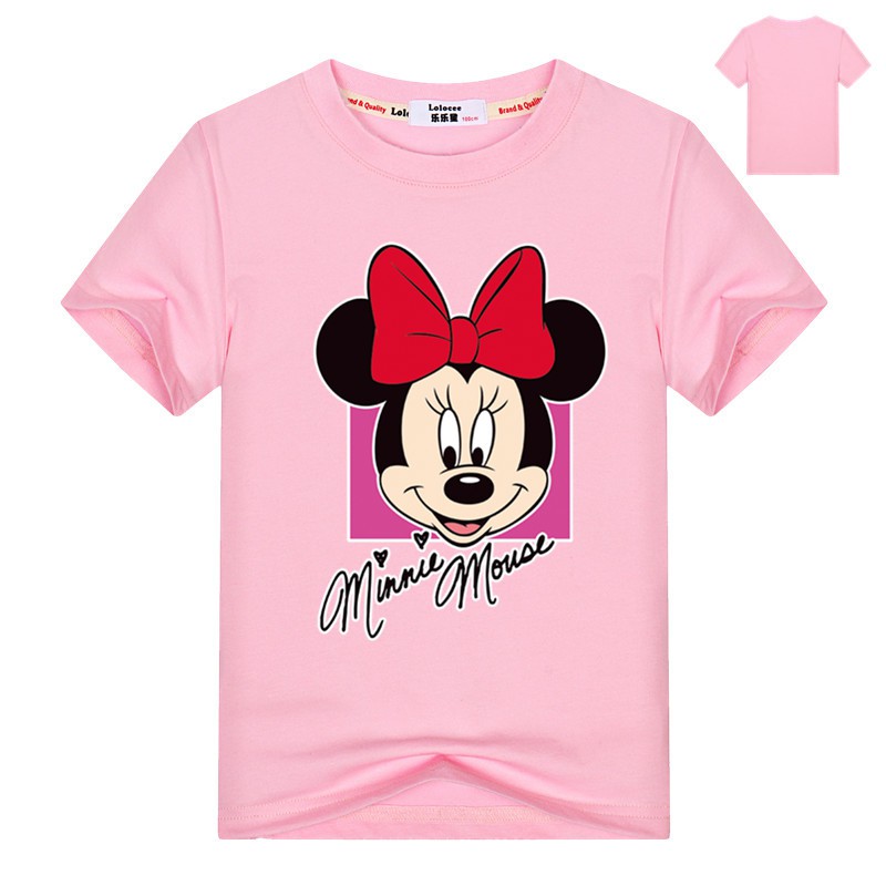 Girls Summer Mickey Mini Mouse Print t shirt Kids Short Sleeve Tshirt