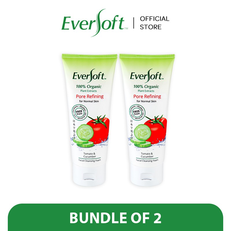 EVERSOFT Organic Facial Cleanser Tomato & Cucumber 100g X 2 Shopee