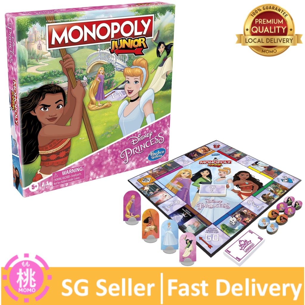 MONOPOLY Junior Disney Princess Edition Board Game for Kids Ages 5 and
