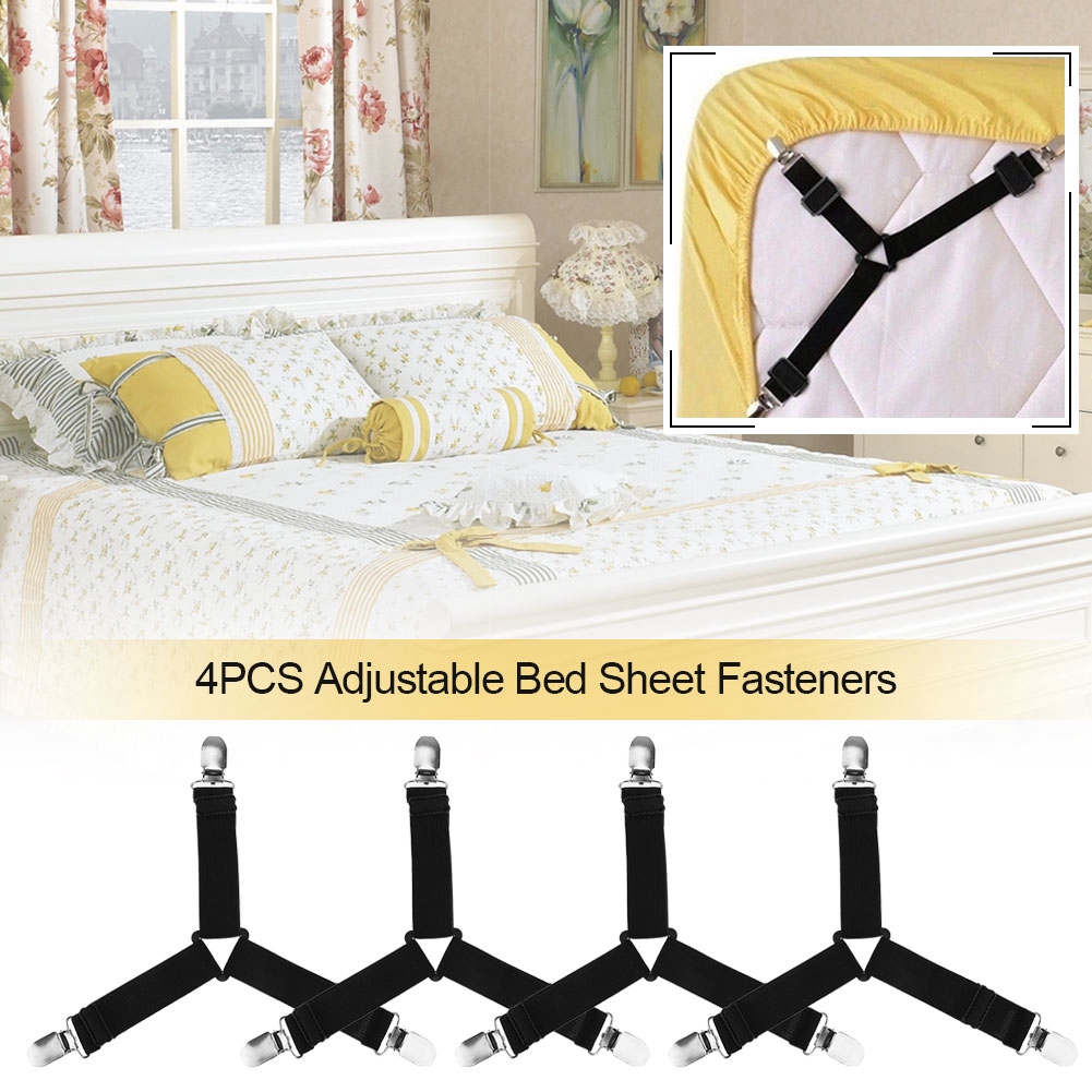 Bed Sheet Holder Straps, 8 Pcs Fasteners Adjustable Triangle Elastic