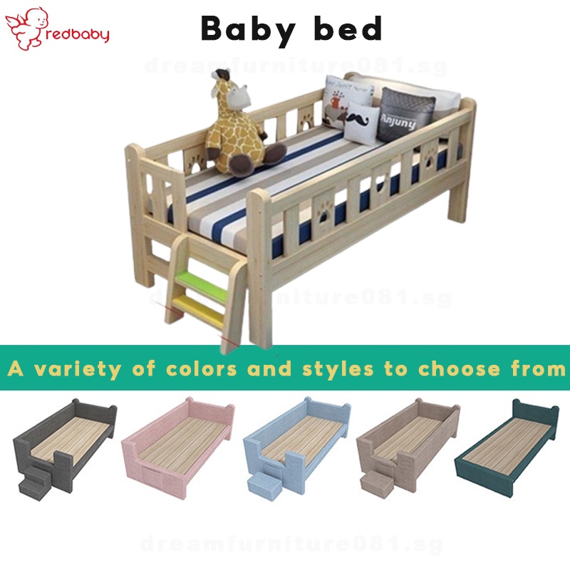 Solid Wood Baby Bed Baby Cot Boy Single Bed Girl Princess Bedside Bed