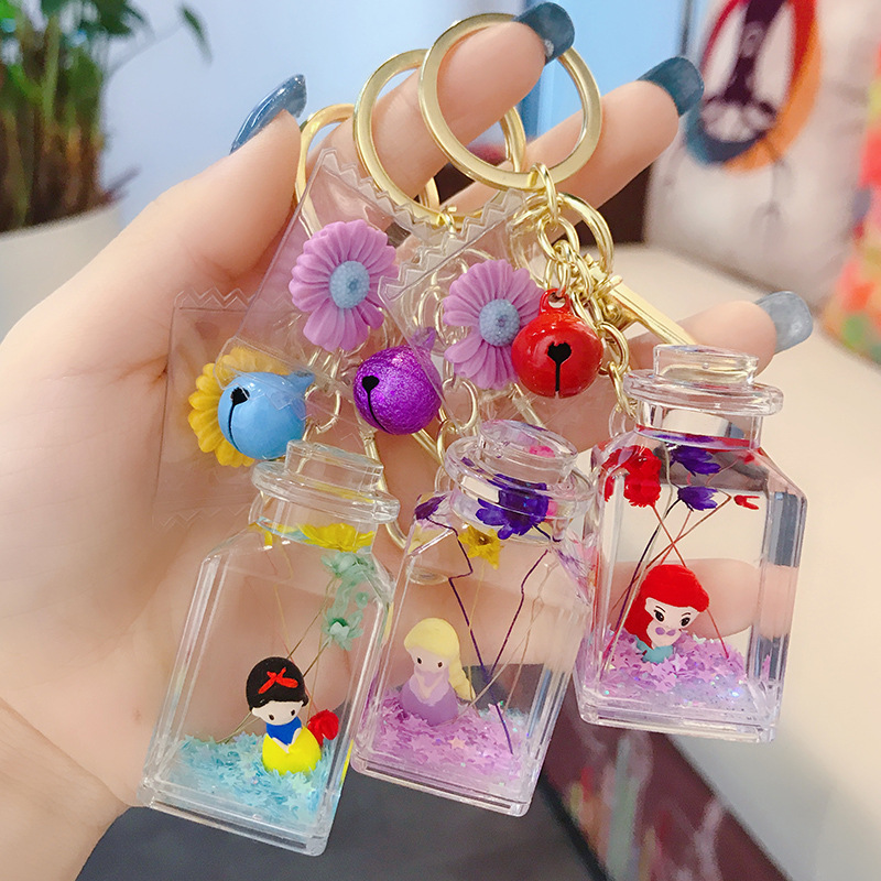 Princess Keychains Liquid Small Bottle Children Wishing Bottle Pendant