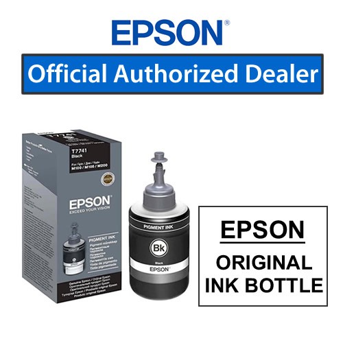 Epson Original T774 C13T774100 Black Pigment Ink Bottle For WorkForce M100 WorkForce M200 L605
