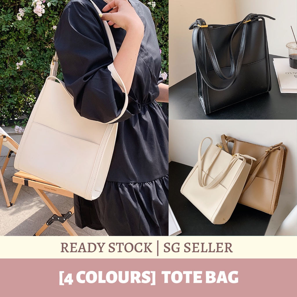[Ready Stock] Simple Minimalistic PU Leather Tote Bag Women With
