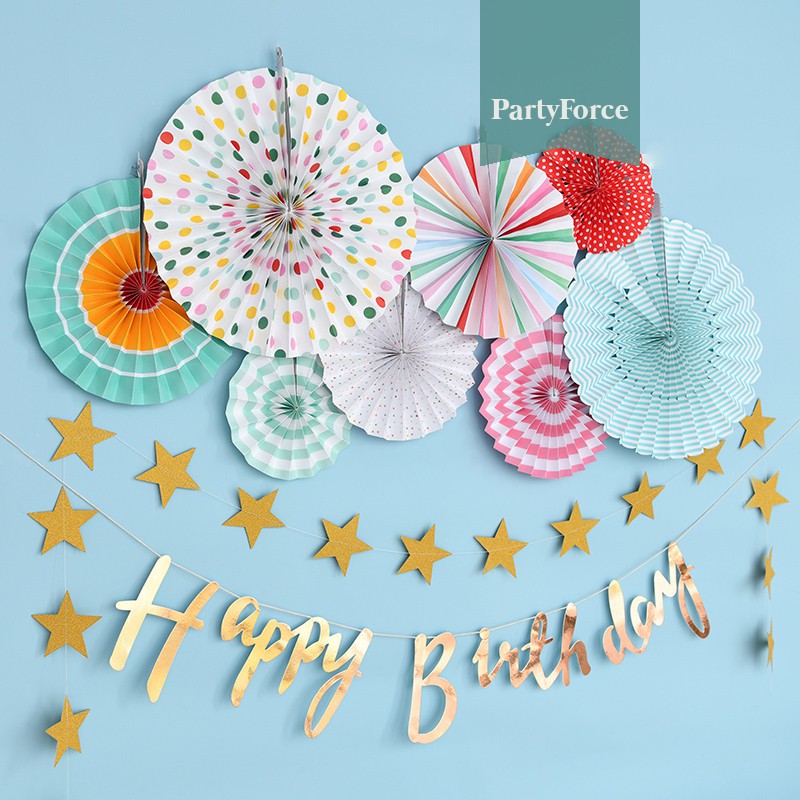 Full set Colorful party fan set for birthday decoration Shopee Singapore