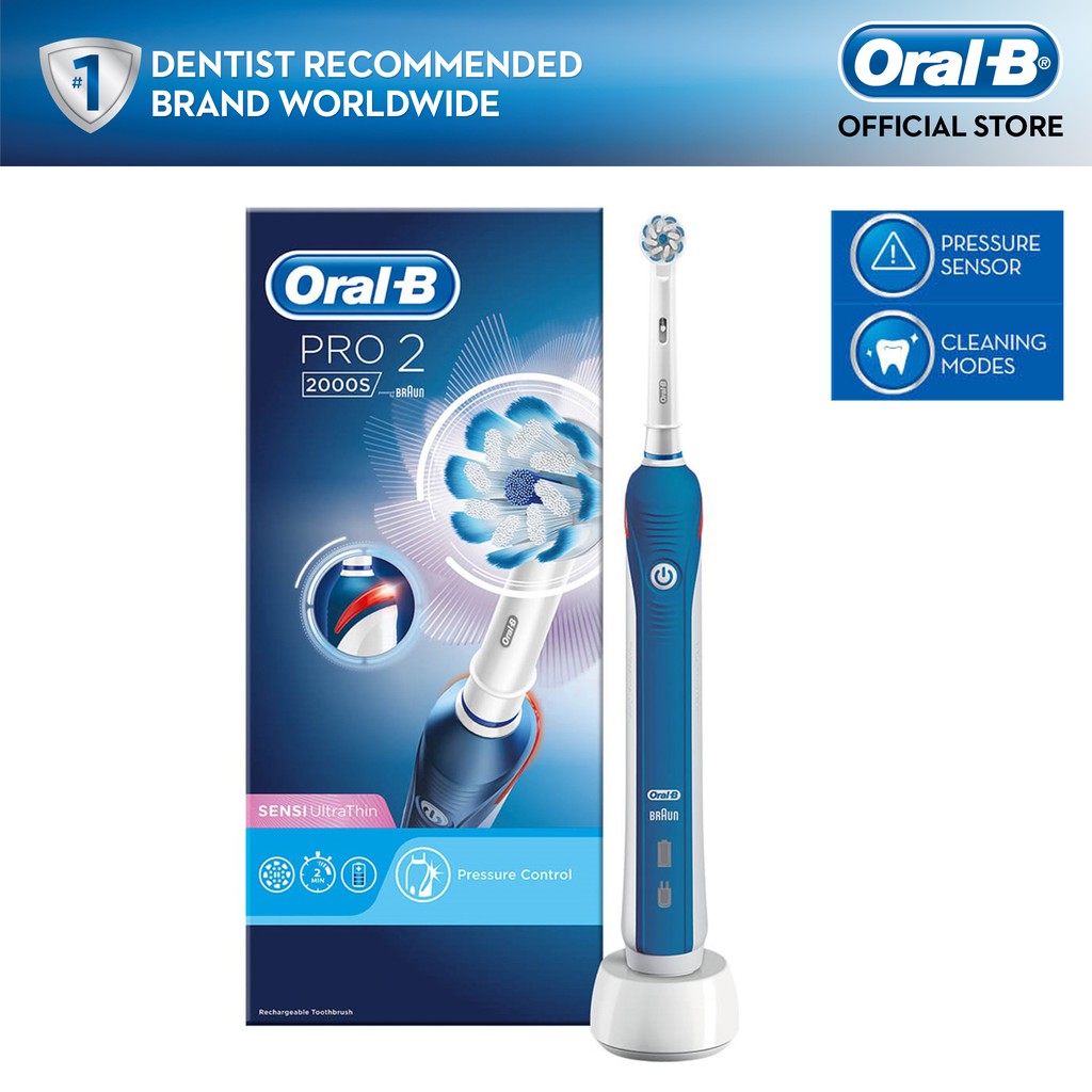 OralB Pro 2 2000 Ultra Thin Electric Toothbrush Rechargeable with