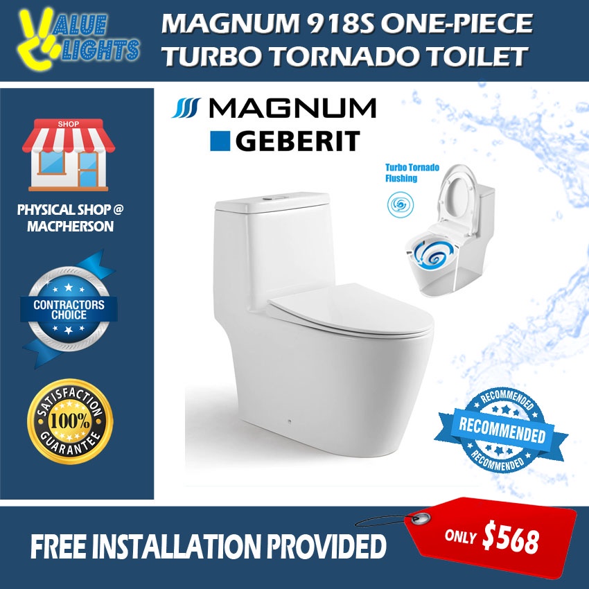 Magnum 918S Turbo Tornado Flush One Piece Toilet Bowl with Geberit