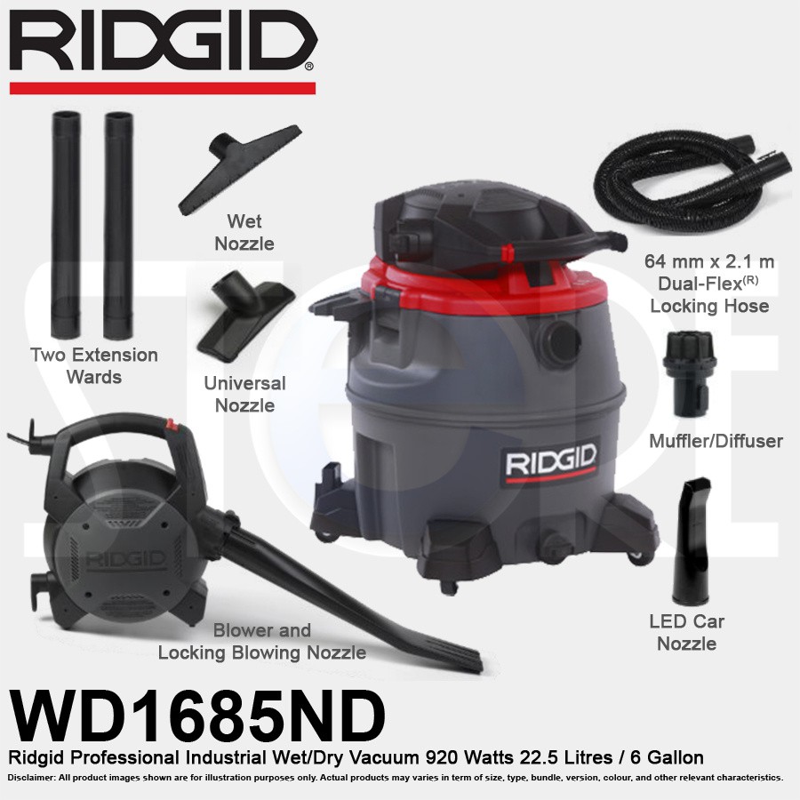 Ridgid Professional Industrial 60Litre Wet/Dry Vacuum WD1685ND 12 Month