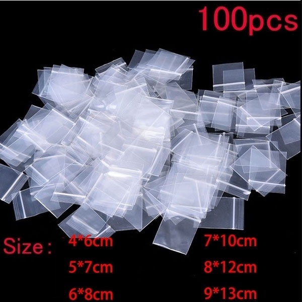 100Pcs Mini Zip Lock Baggies Plastic Packaging Bags Small Plastic